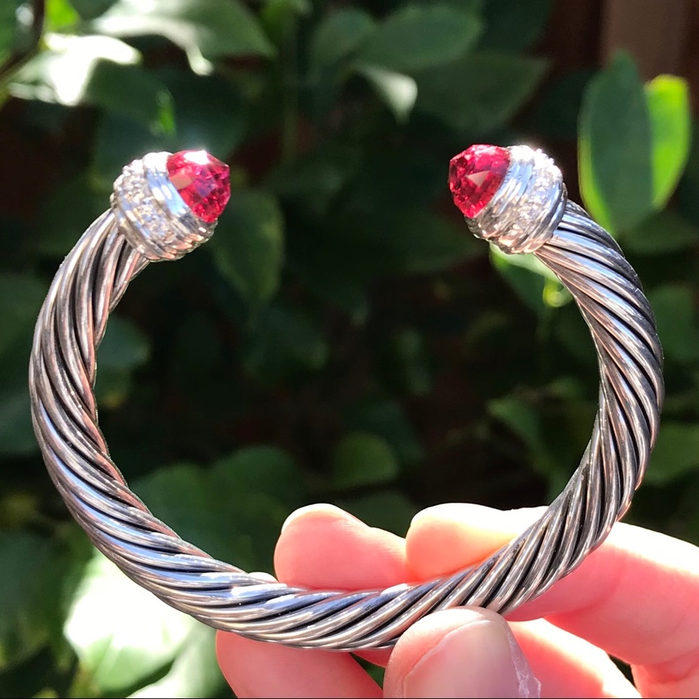 David Yurman 7mm Cable Cuff w/ Tourmaline Diamonds